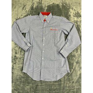 Budweiser Mens Long Sleeve Riverside Work Shirt XL Blue/Red Button-Up Pocket